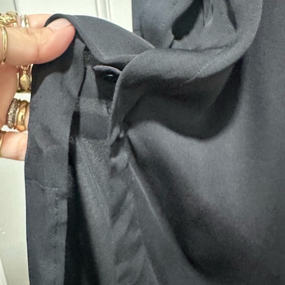 Helmut Lang Black V-Neck Silk Blouse Open Sides with Pockets Size Medium - Picture 4 of 6
